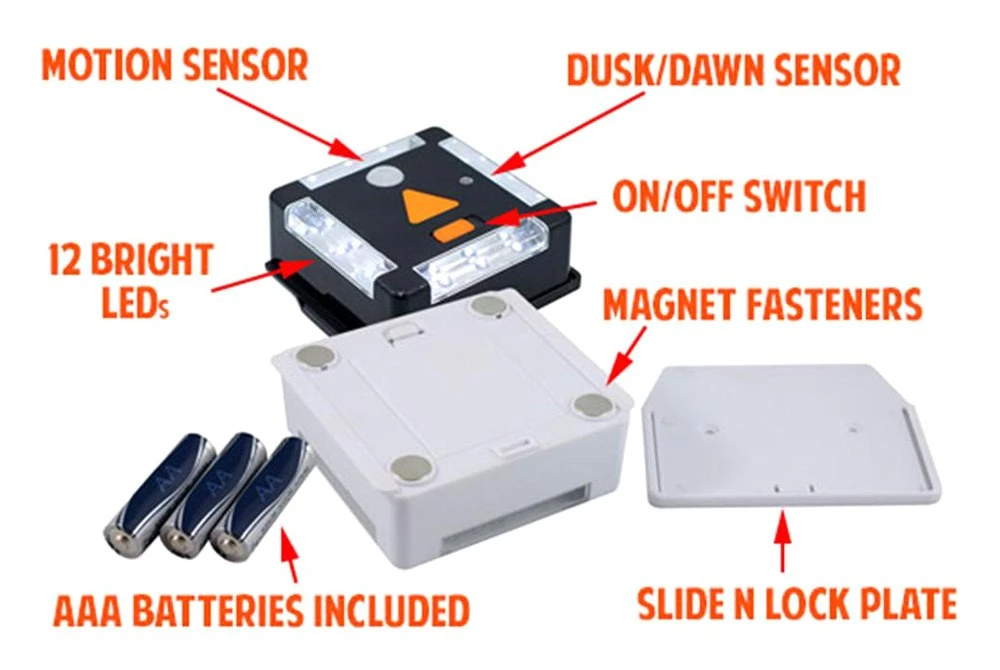 Tri-Lynx® - Rectangular Clear Lens White Housing Surface Mount LED Courtesy Light With Motion And Dusk/Dawn Sensor (3.5"L X 3.3"W X 1.3"D) - Image 5