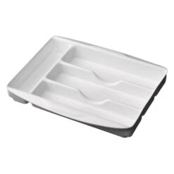Icon Technologies® 01222 - Pewter Gray Plastic Sliding Cutlery Tray With Compartments