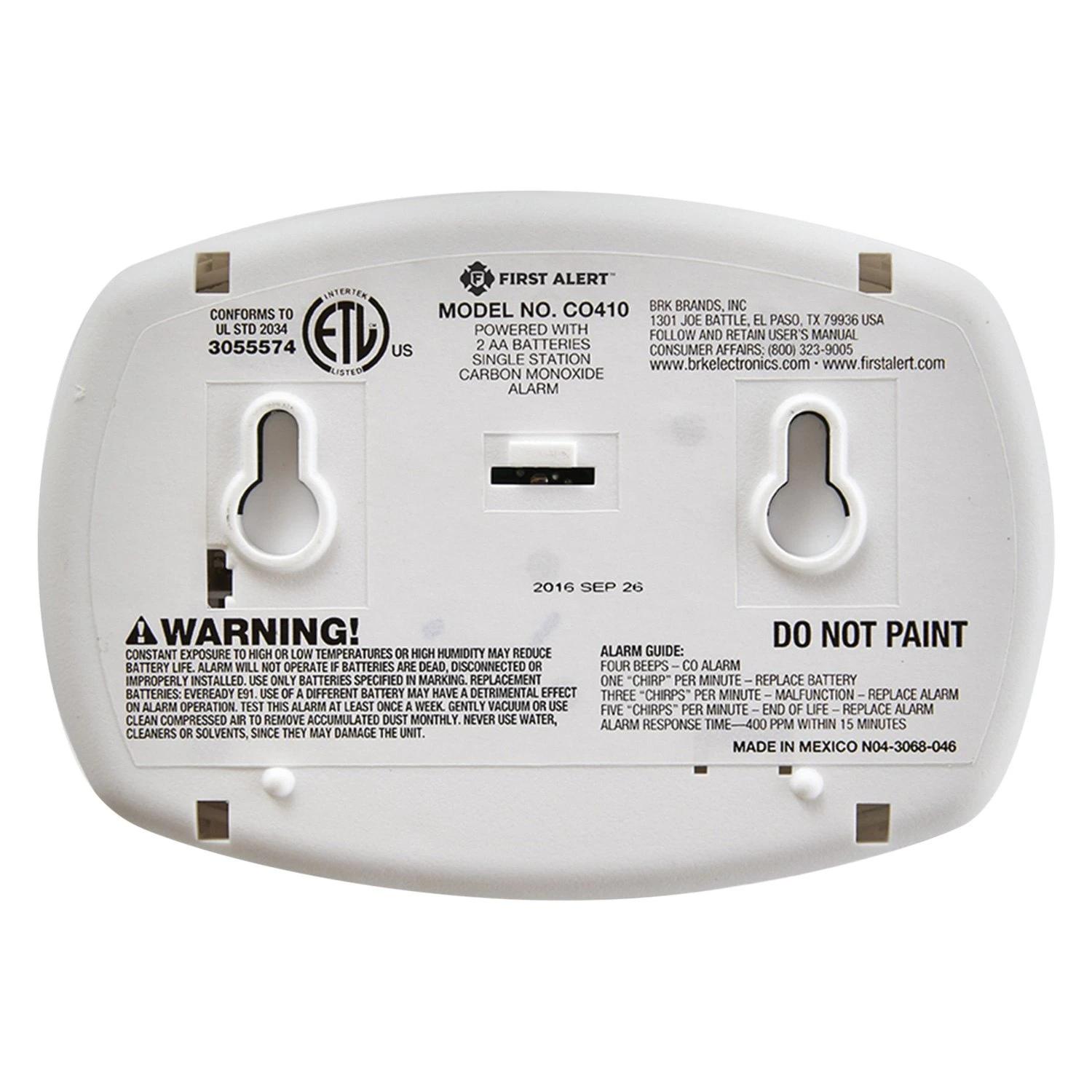First Alert® - Battery White Carbon Monoxide Alarm With Digital Display - Image 3