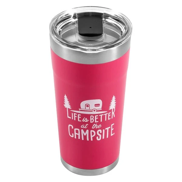 Camco® 53061 - "Life Is Better At The Campsite" 20 Oz. Pink Stainless Steel Thermo Tumbler With "Life Is Better At The Campsite" Logo - Image 3