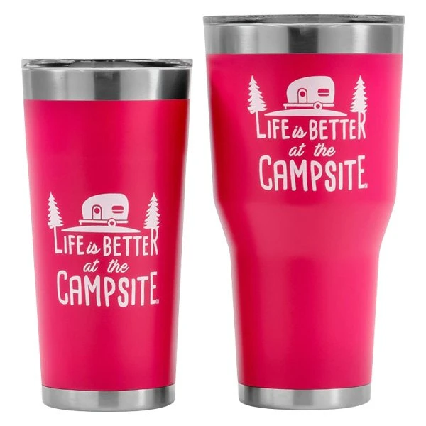 Camco® 53061 - "Life Is Better At The Campsite" 20 Oz. Pink Stainless Steel Thermo Tumbler With "Life Is Better At The Campsite" Logo - Image 5