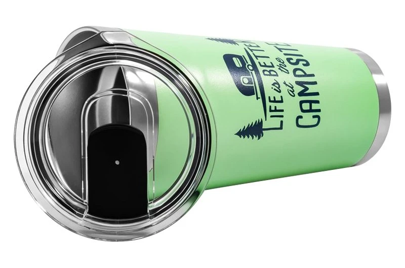 Camco® 53063 - "Life Is Better At The Campsite" 20 Oz. Green Stainless Steel Thermo Tumbler With "Life Is Better At The Campsite" Logo - Image 2