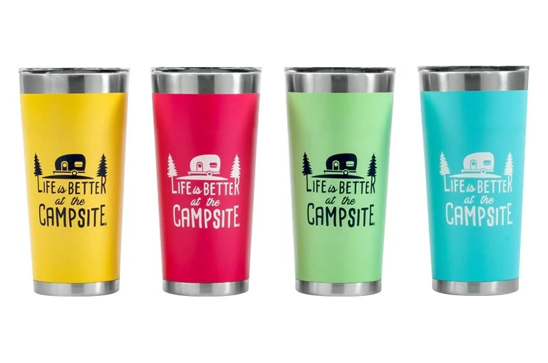 Camco® 53063 - "Life Is Better At The Campsite" 20 Oz. Green Stainless Steel Thermo Tumbler With "Life Is Better At The Campsite" Logo - Image 6