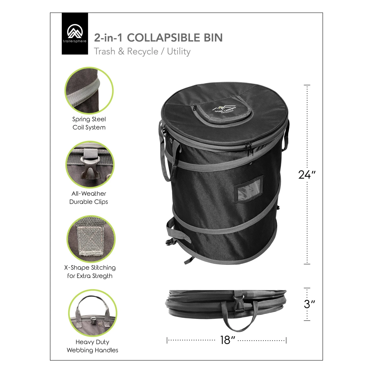 Trailersphere® - 2-In-1 Collapsible Bin Trash Can - Image 14